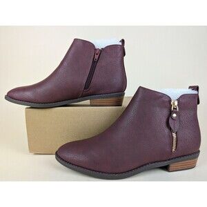 Journee Collection Ellis Ankle Booties Womens 7 M Wine Red Boots Shoes NWB